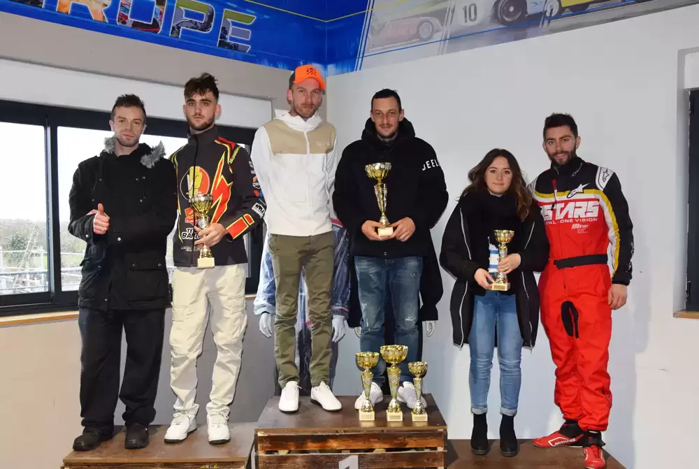 podium des pilotes juniors de la manche 7 du challenge hivernal 2023 2024 